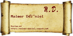 Malmer Dániel névjegykártya